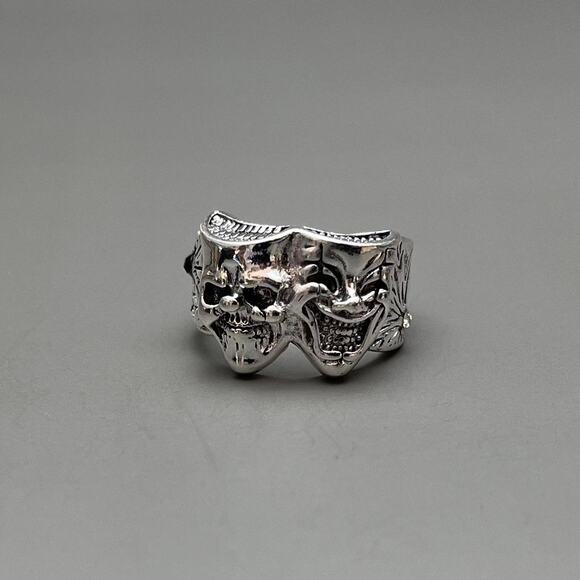 Other Other - Y2K Vintage Silver Double Clown Ring – Adjustable Size, Unisex, Brand New